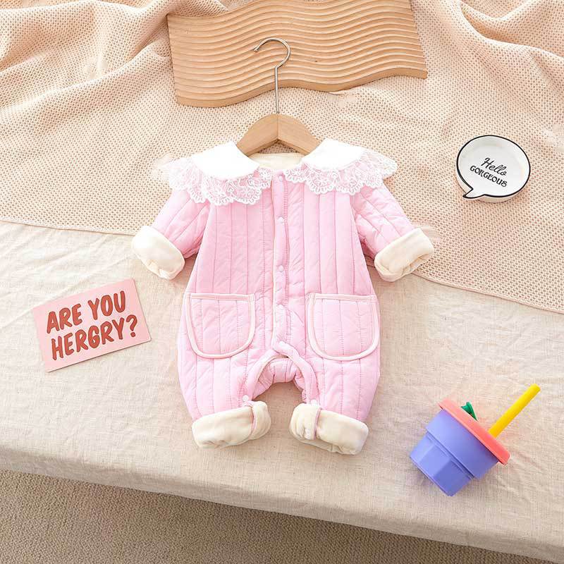 Kids Baby Girls Autumn Winter Casual Cute Fleeces Long Sleeve Romper