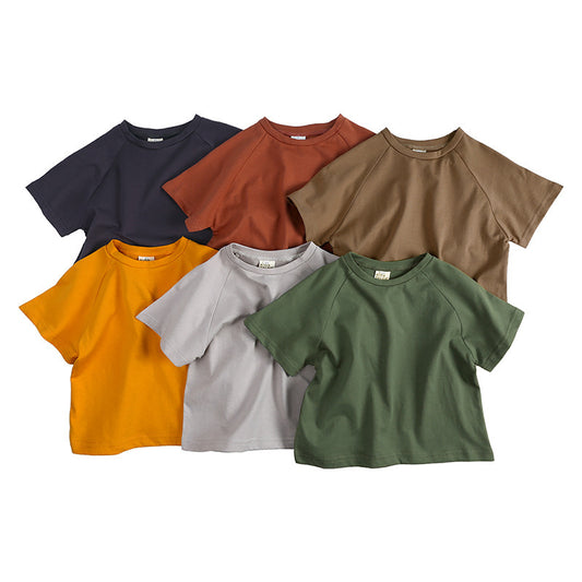 Children Kids Toddlers Girls Boys Boys Short Sleeve Solid Color T-Shirt
