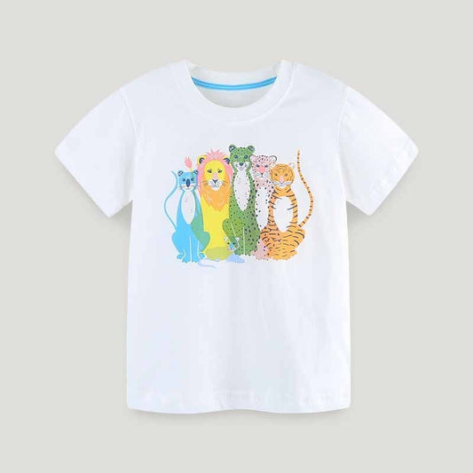 Kids Toddler Boys Casual Cute Cartoon Print Short Sleeve Round Neck T-Shirt