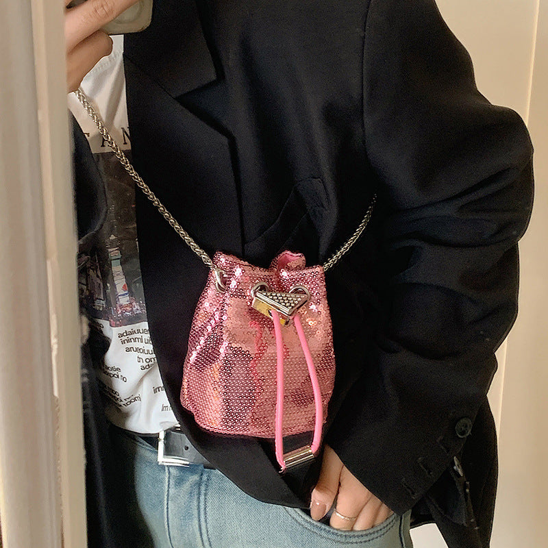 Children'S Fashion Sequin Drawstring Bucket Bag