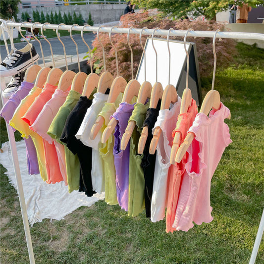 Children Kids Baby Fashion Girls Sleeveless Solid Color Basic T-Shirt