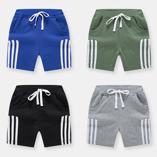 Kids Boys Casual Stripe Elastic Basic Sport Shorts