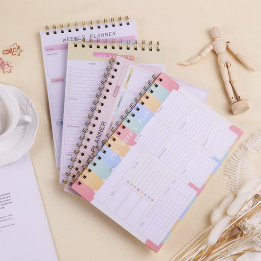 Weekly Planner Sketchpad Pp Board Waterproof Coil Punch Record Book Student Stationery Notebook