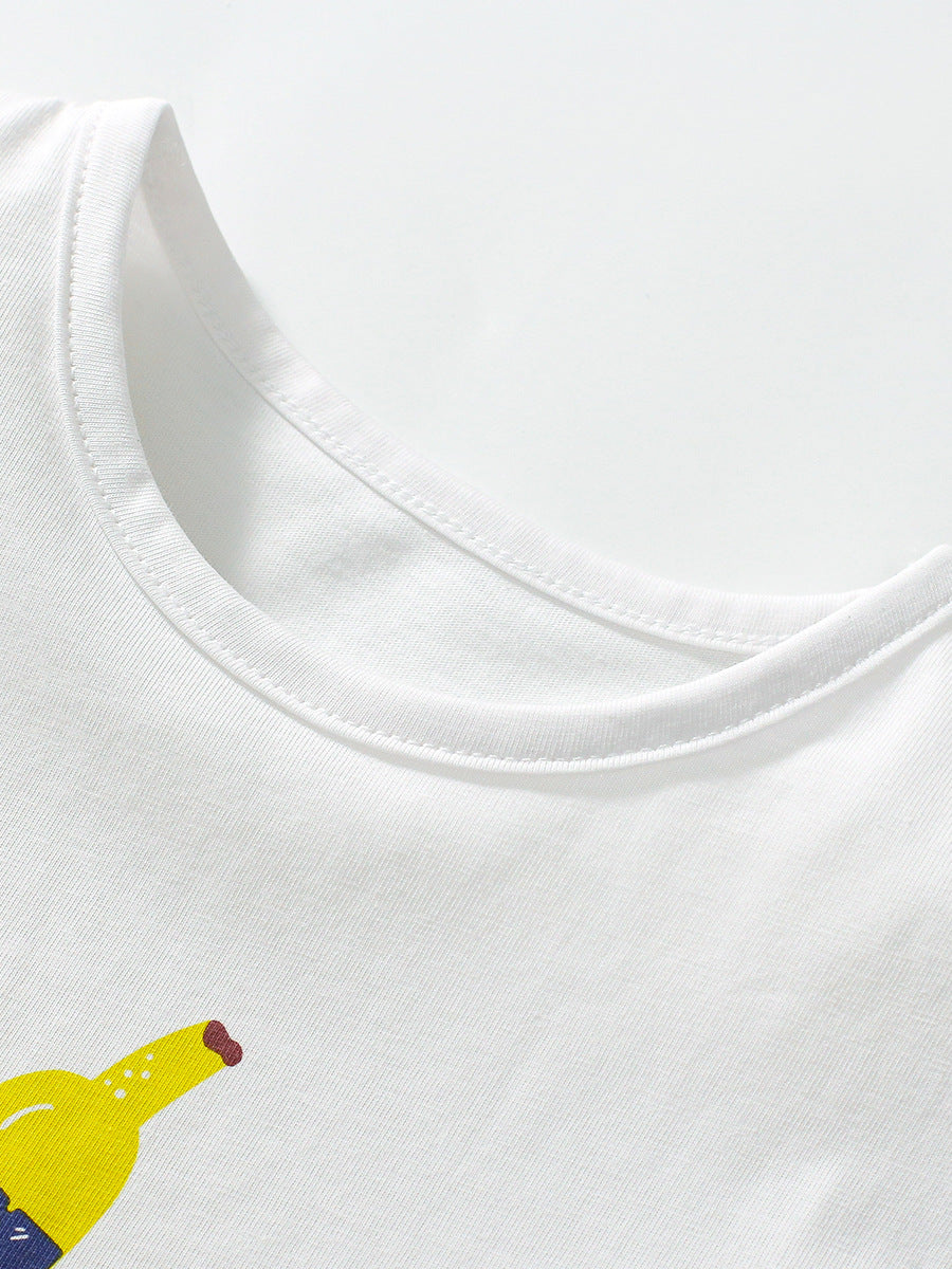 Kids Toddler Girls Casual Cute Print Short Sleeve Round Neck T-Shirt