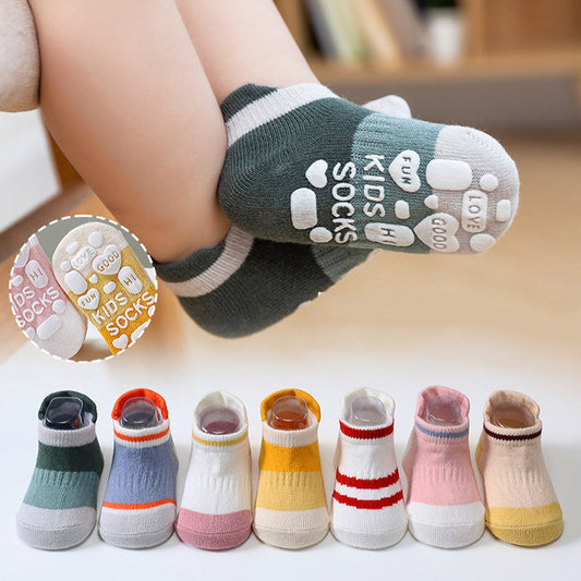 5pairs/set Kids Basic Simple Striped Non-slip Design Socks
