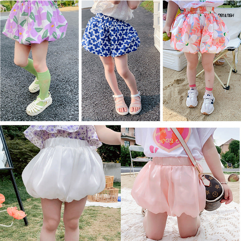 Kids Girls Flower Bud High Waist Thin Bloomer Shorts