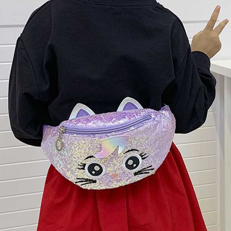 Kids Casual Cute Cartoon Sequins Waist Chest Bag