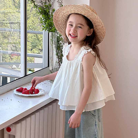 Kids Toddler Big Girls Casual Cute Solid Color Sleeveless Camisole