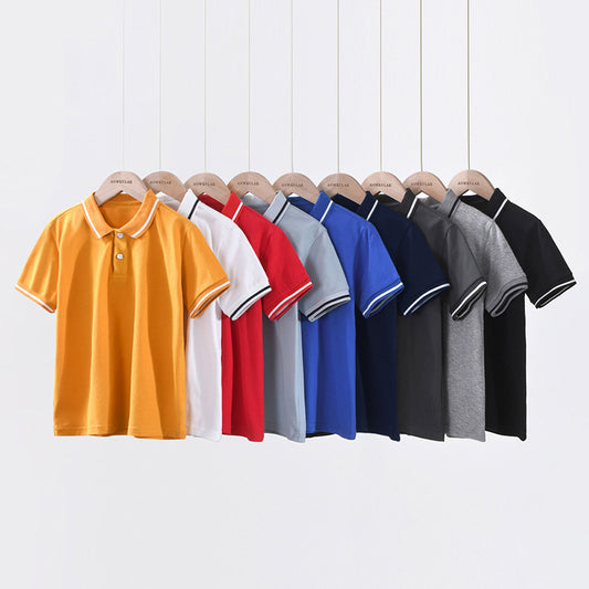 Kids Boys Basic Lapel Short-sleeved Solid Color Casual T-shirt