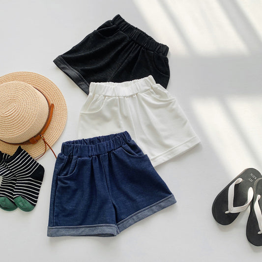 Children Kids Baby Fashion Girls Solid Color Denim Shorts