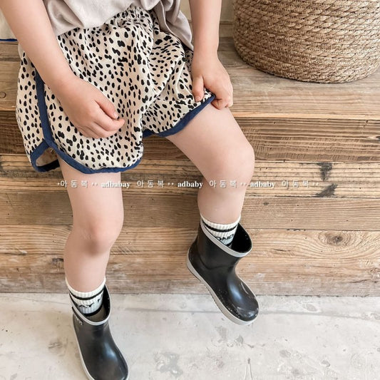 Kids Girls Casual Leopard All Over Print Elastic Waist Loose Shorts