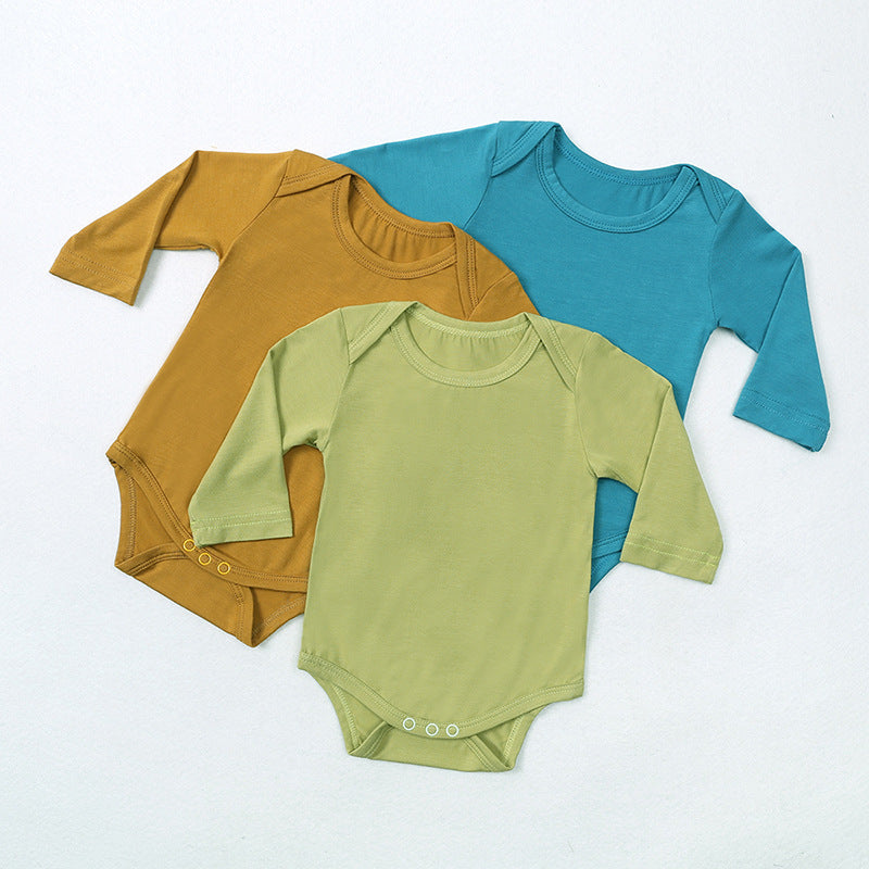 Kids Baby Boys Girls Casual Cute Solid Color Long Sleeve Romper