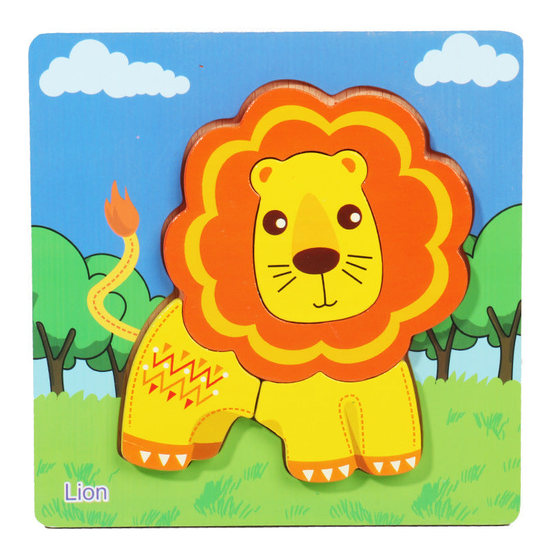 1-3 To Early Education Wooden Children'S Educational Cartoon Animal Three-Dimensional Puzzle