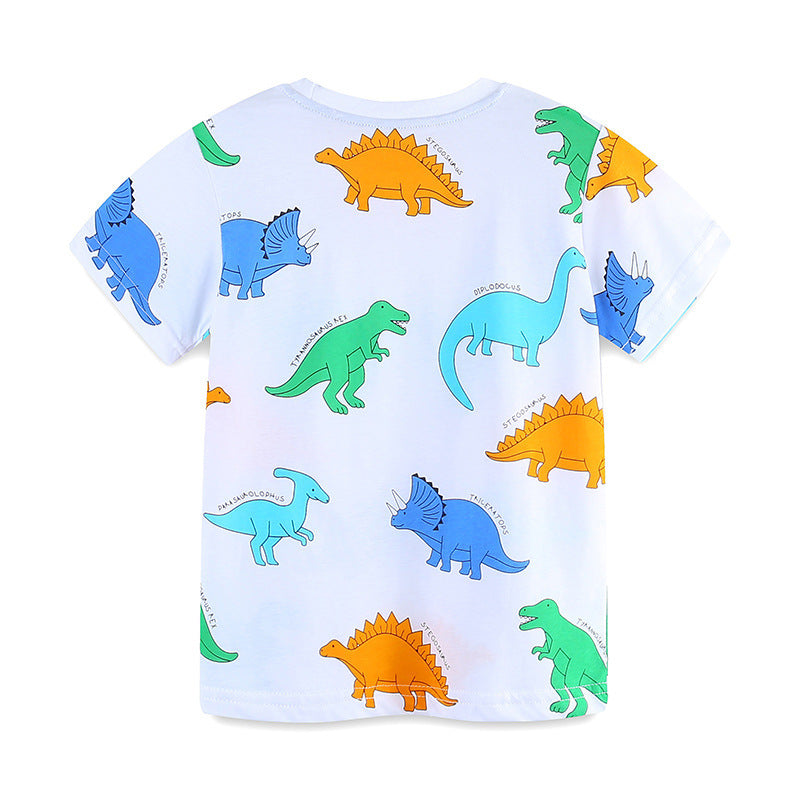 Kids Toddler Boys Casual Cute Cartoon Print Short Sleeve Round Neck T-Shirt