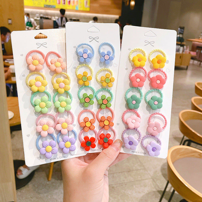 10pcs/set Girls Cute Cartoon Fruit Mini Elastic Hair Band