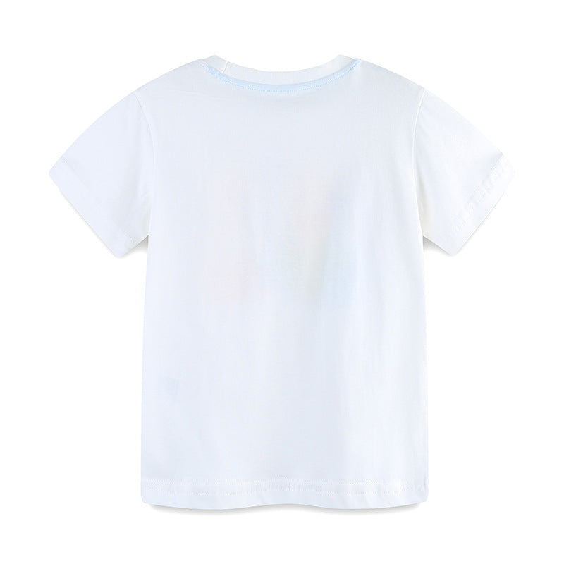 Kids Toddler Boys Casual Cute Cartoon Print Short Sleeve Round Neck T-Shirt