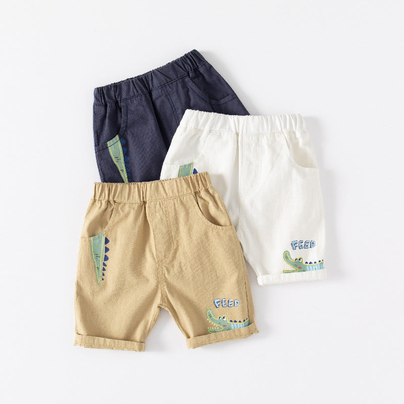 Kids Toddler Boys Casual Cute Cartoon Crocodile Print Shorts