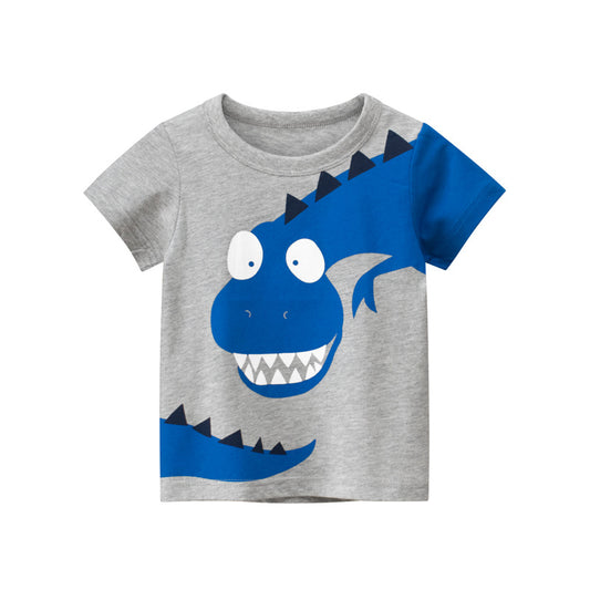 Children Cute Boy'S Cartoon Dinosaur Print Short-Sleeved T-Shirt