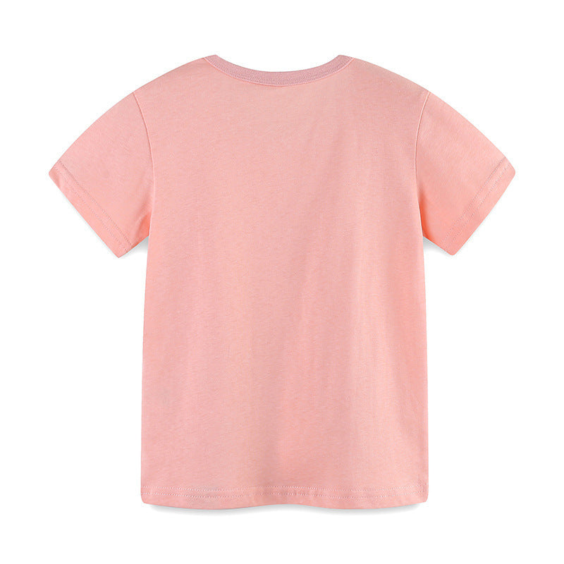 Kids Toddler Boys Girls Casual Cute Cartoon Print Short Sleeve Round Neck T-Shirt