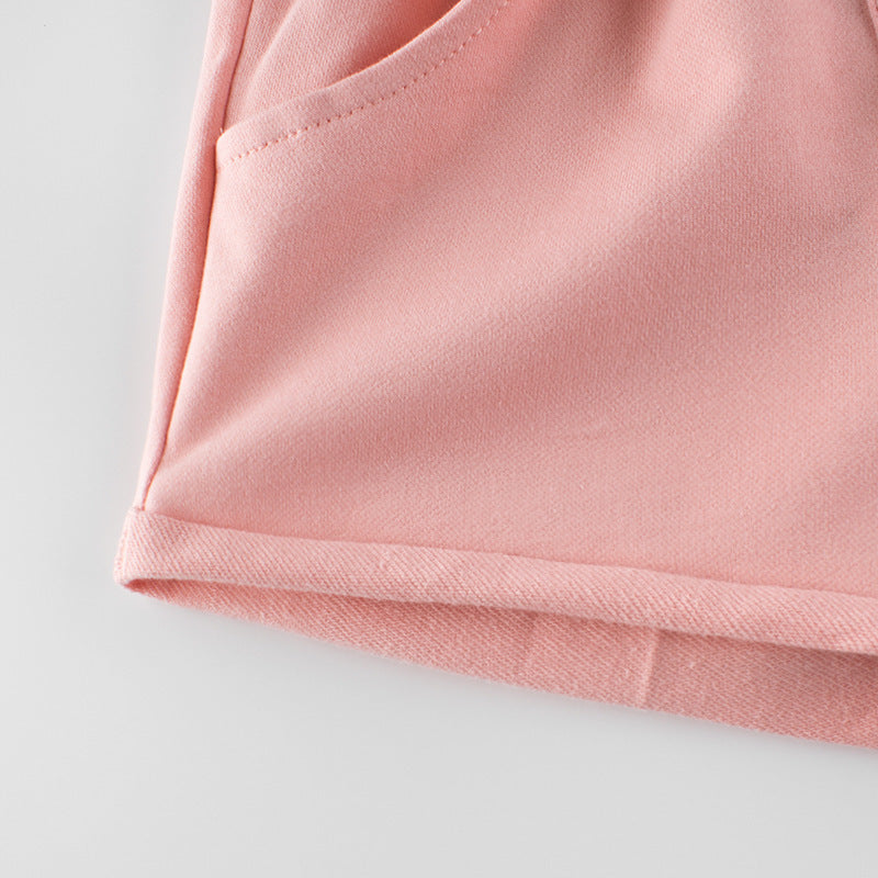 Kids Girls Basic Solid Color Casual Elastic Shorts