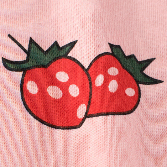 Kids Toddler Big Girls Casual Cute Strawberry Letters Print Long Sleeve Round Neck T-Shirt