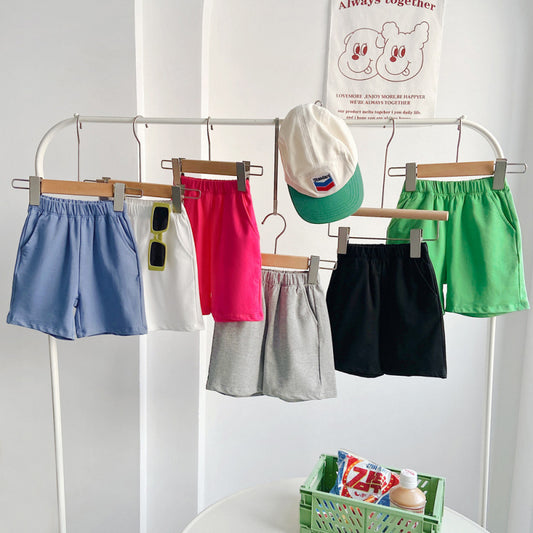 Children Kids Baby Fashion Girls Boys Casual Basic Solid Color Shorts