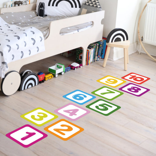 21*21cm Children'S Room Decoration Floor Hopscotch Stickers Creative Early Education Digital Number Interactive Game Sticker