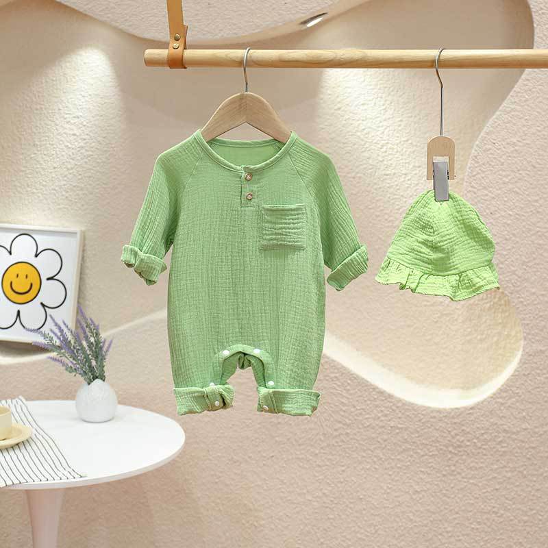 Kids Baby Boys Girls Cute Solid Color Long Sleeve Romper