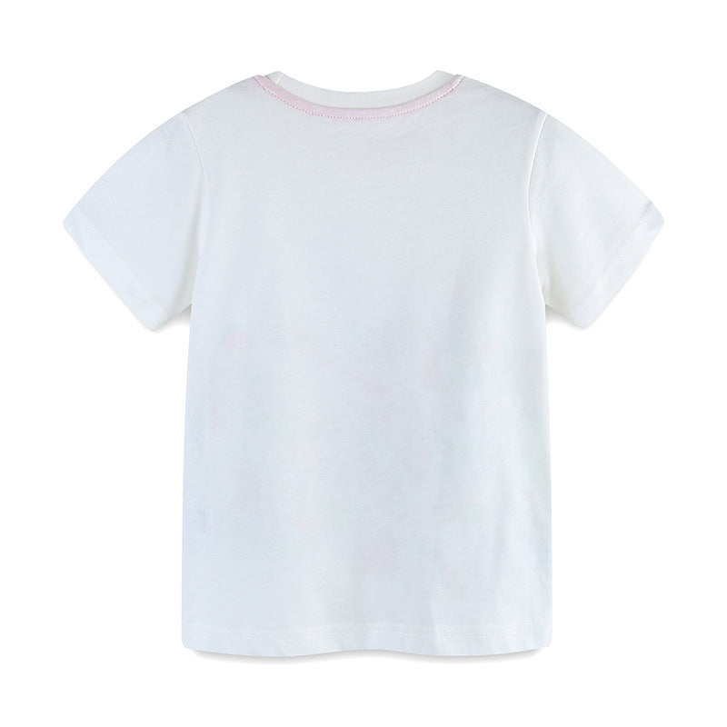 Kids Toddler Boys Girls Casual Cute Cartoon Print Short Sleeve Round Neck T-Shirt