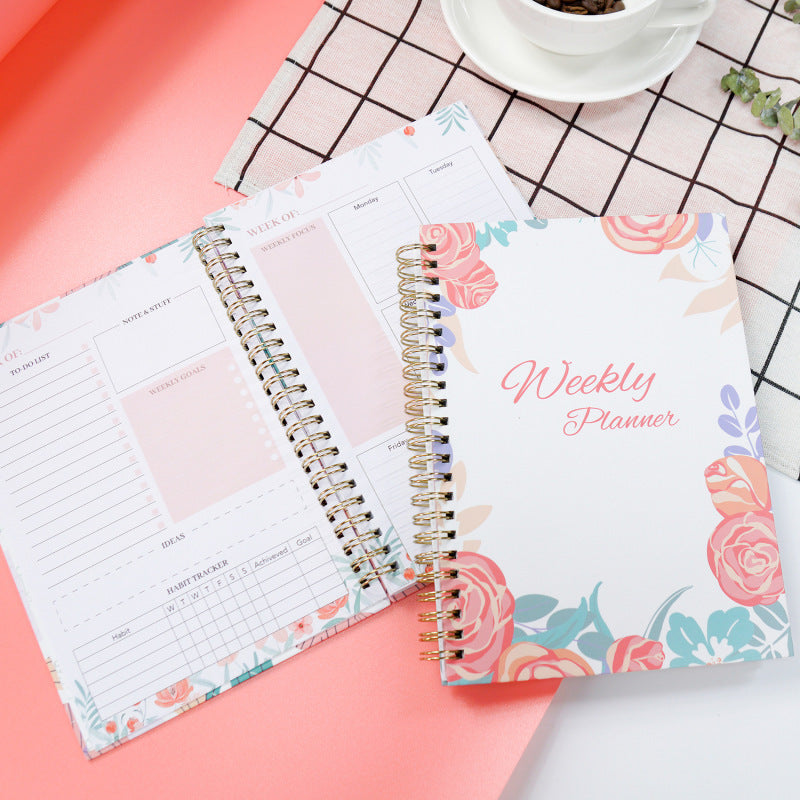 Weekly Plan Book A5 Full English Notebook Schedule Book Daily Plan Coil Notebook