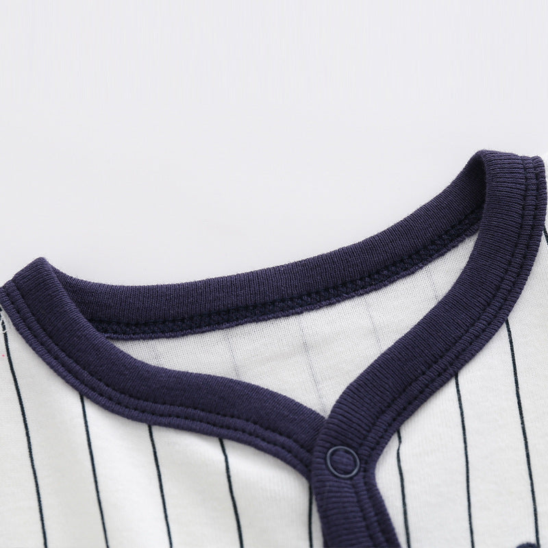 Kids Baby Boys Casual Cute Stripe Letter Print Short Sleeve Romper