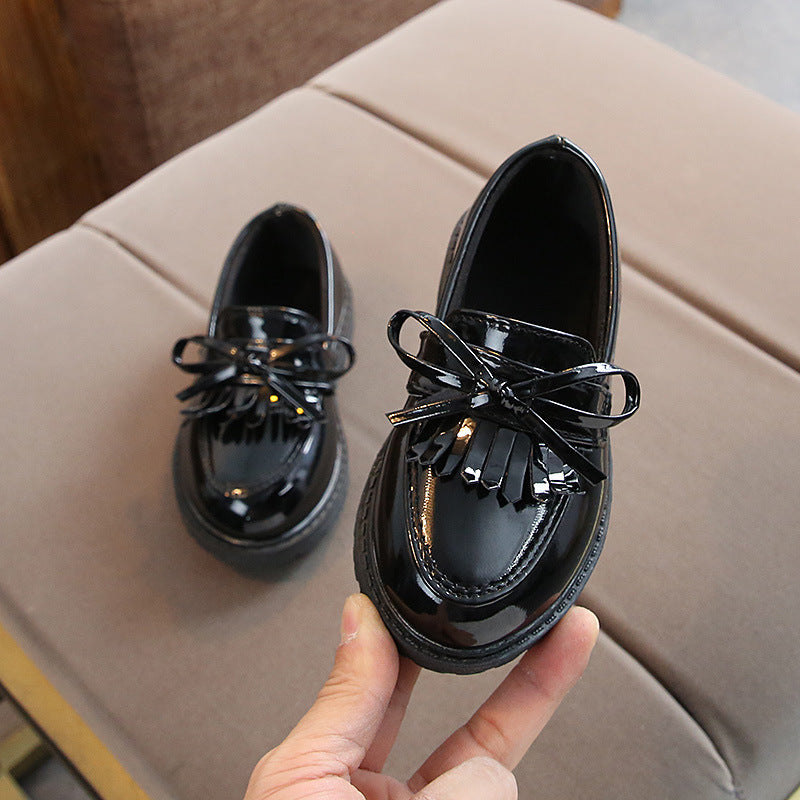 Kids Girls Fashion Casual British Style Pointed-Toe Slip On PU Leather Shots