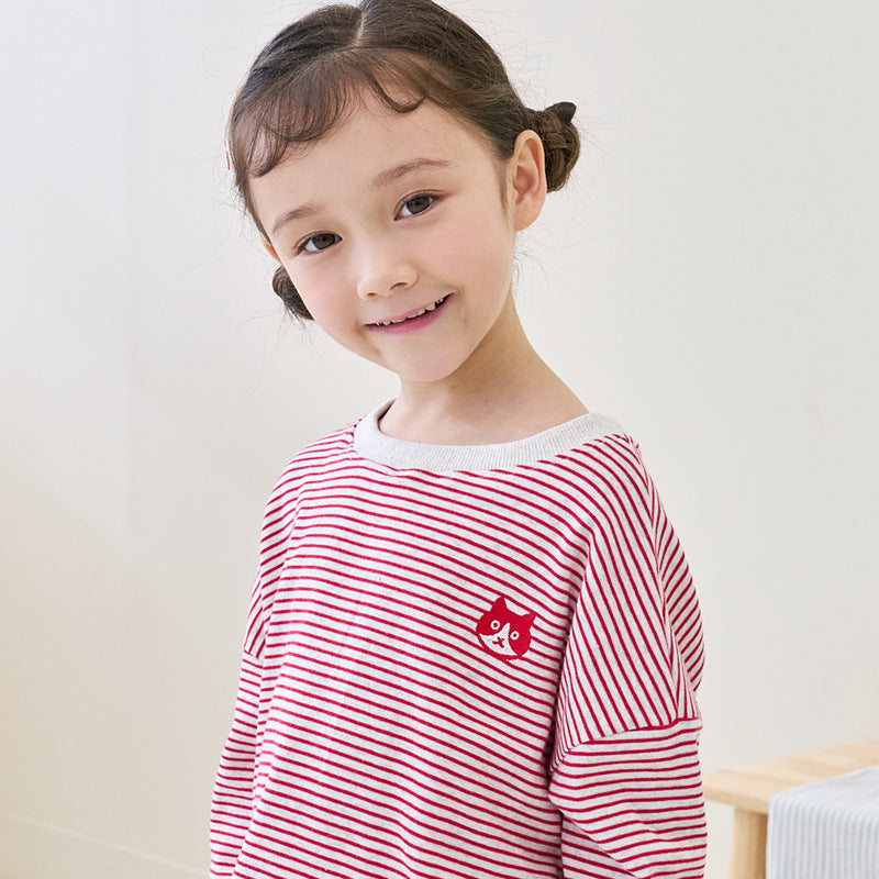 Children'S Casual Stripe Printed Long Sleeve T-Shirt