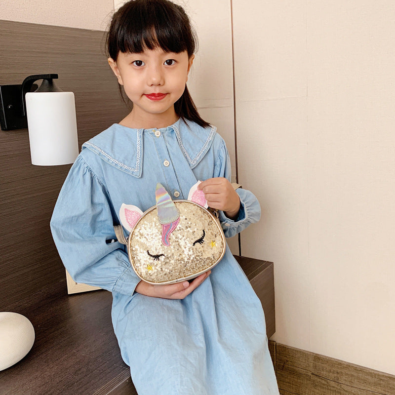 Kids Casual Cute Cartoon Sequins Crossbody Bag