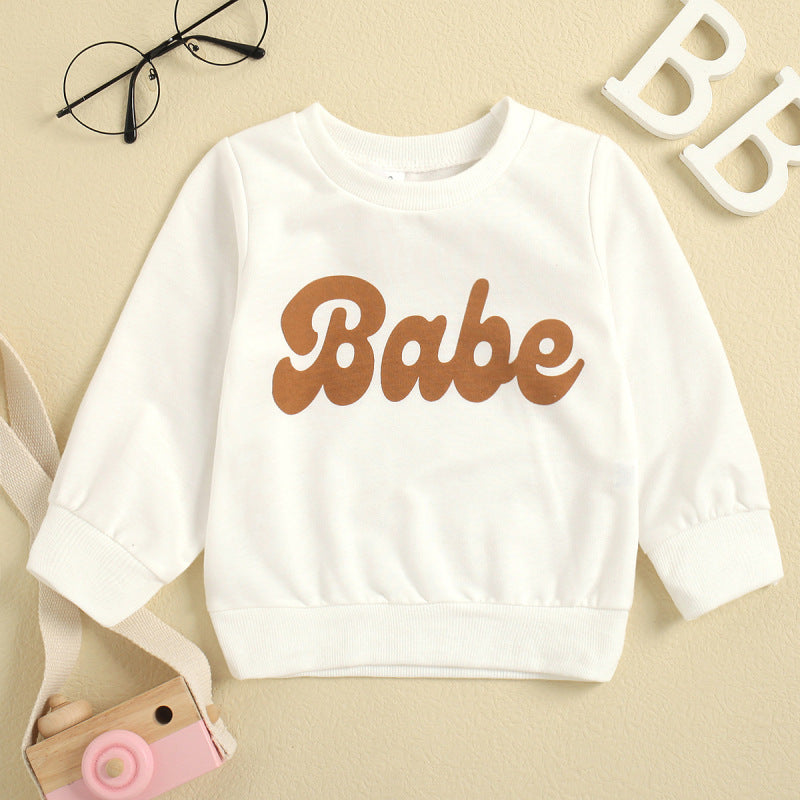 Toddler Baby Infant Girls Boys Letter Print Pullover Sweatshirt