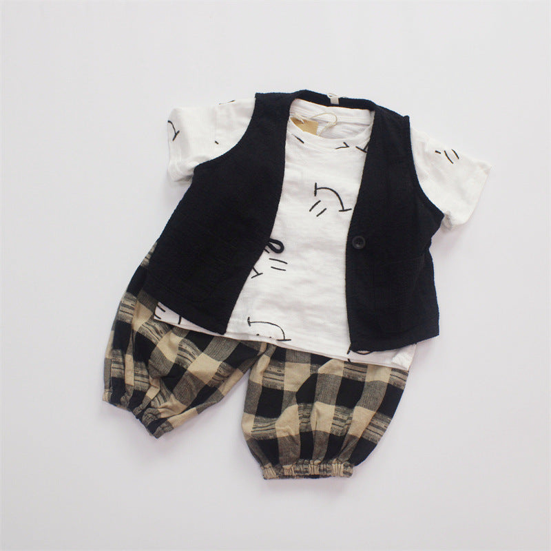 Kids Baby Boys Girls Casual Cute Smiley Print Short Sleeve T-Shirt
