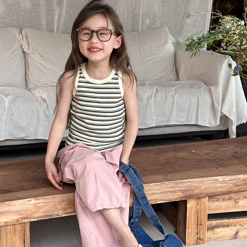 Kids Toddler Big Girls Fashion Casual Cute Stripe Print Tank Top