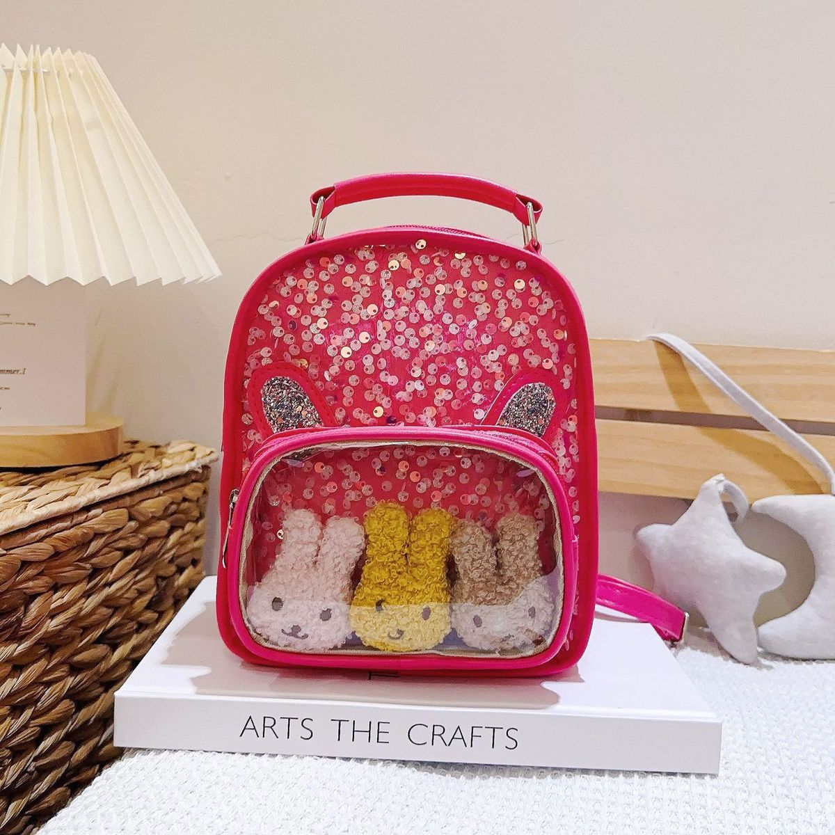 Children Cute Cartoon Rabbits Sequin Backpack Kindergarten Schoolbag