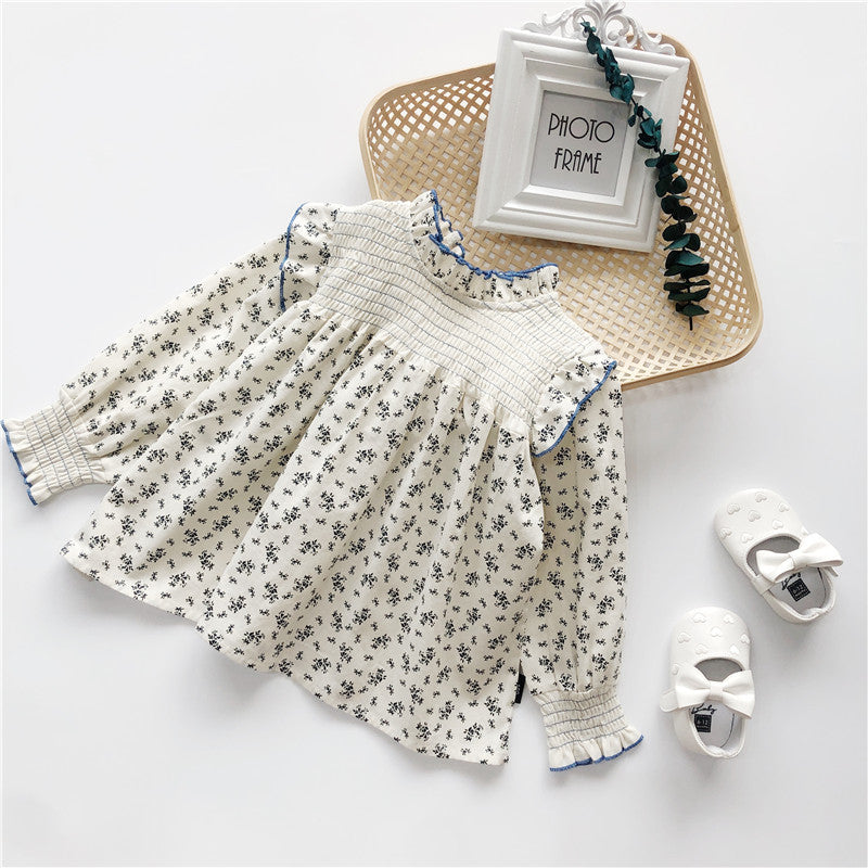 Kids Toddler Girls Fashion Lace Collar Tiny Flower Long Sleeve Top