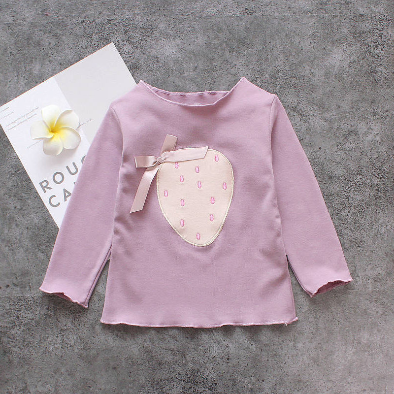 Kids Toddler Girls Long-Sleeved Patch T-Shirt
