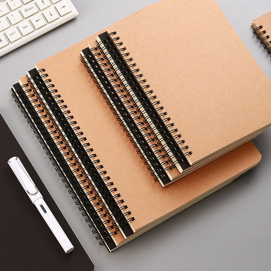 B5 Coil Cowhide Black Notebook Business Office Notepad