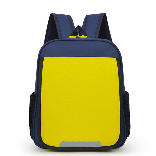 Children Fashion Girls Boys Color Matching Canvas Backpack School Bag