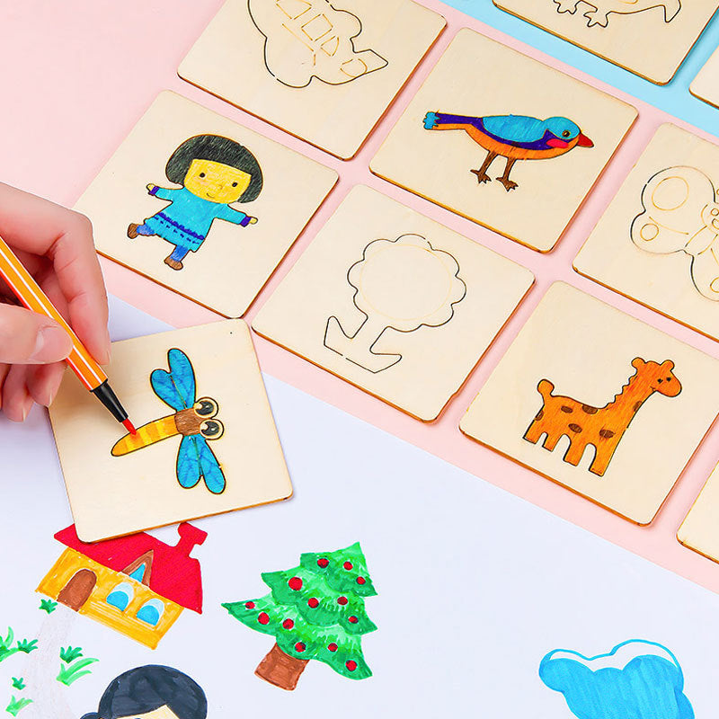 Kids Hollow Graffiti Wood Painting Template Toy