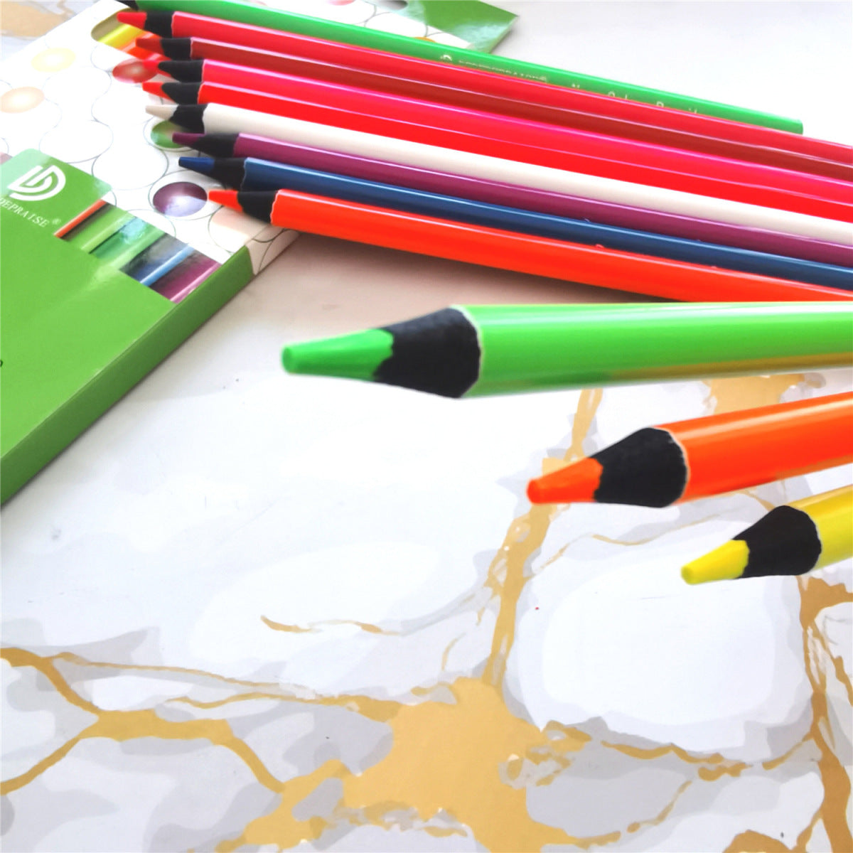 12 Colors Bright Fluorescent Multicolor Pencil