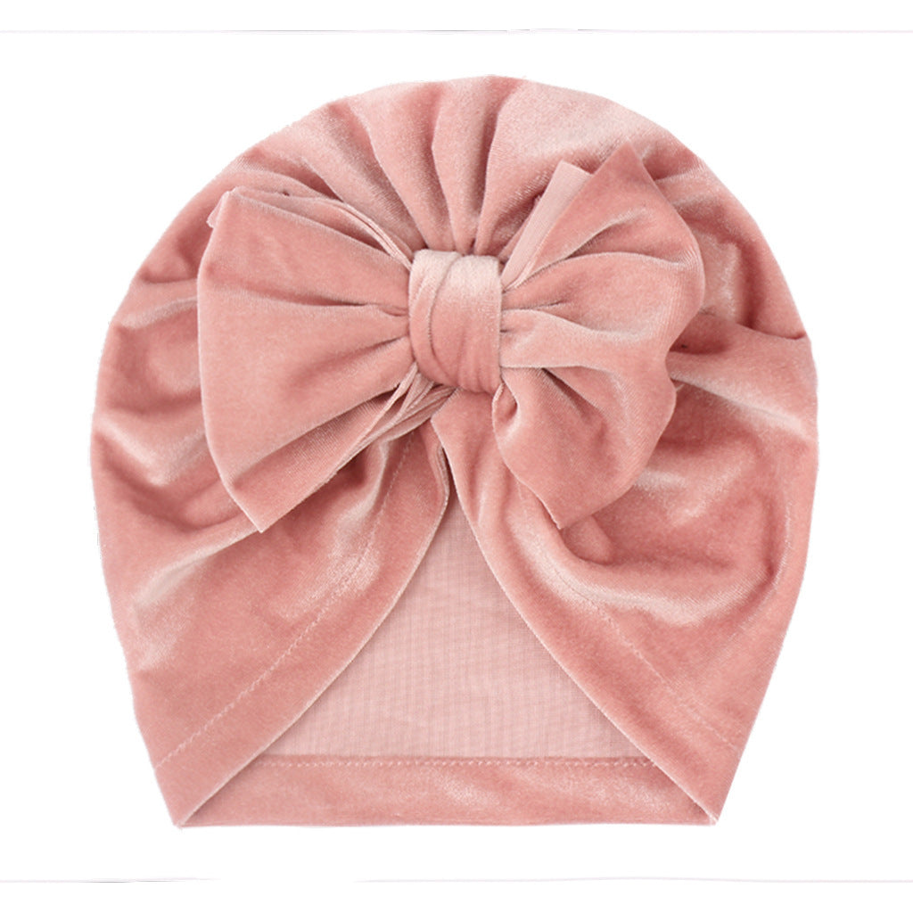 Newborn Cute Solid Color Bow Turban Cap