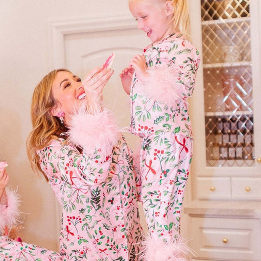 Women Girl Family Matching Clothes Printed Casual Pajamas Homewear Set