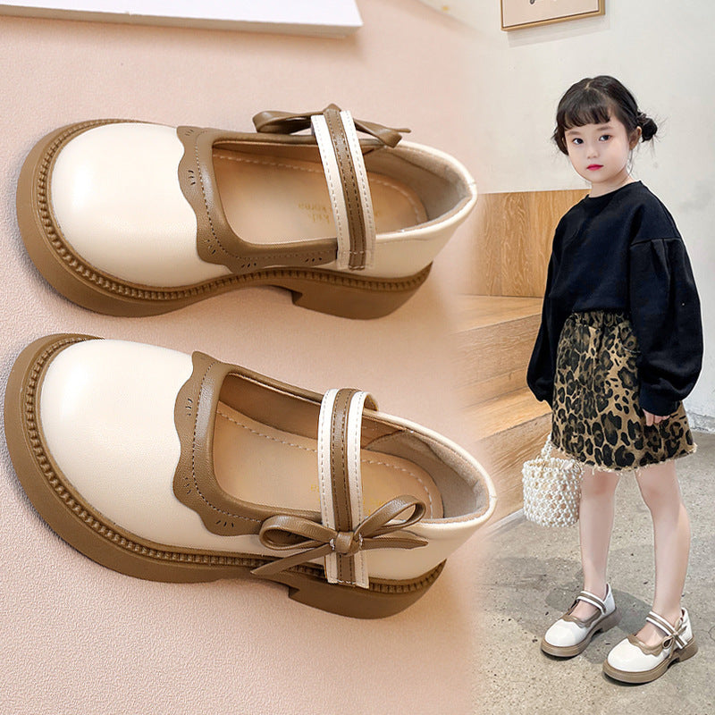Kids Girls Fashion Casual Spring Autumn Round-Toe Velcro Slip On PU Leather Shots