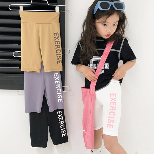 Children Kids Baby Fashion Girls Basic Casual Letter Print Thin Sports Shorts