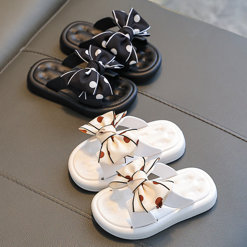 Kids Girls Casual Cute Bow Thick-Soled Slippers