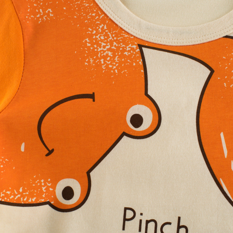 Boys' Fashion Cartoon Crab Print Short Sleeve T-Shirt
